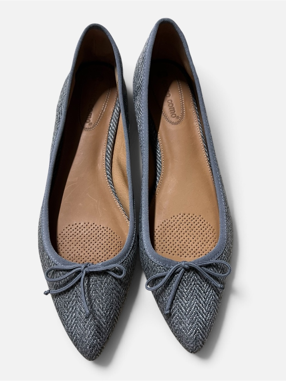 Corso Como Recital Gray Herringbone Pointed Toe Ballet Flats 9